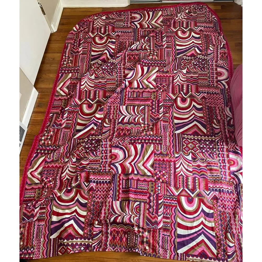 Vintage Gorgeous Bates Colorful Twin Bedspread Mod MCM Boho USA 6’ x8.79 ‘